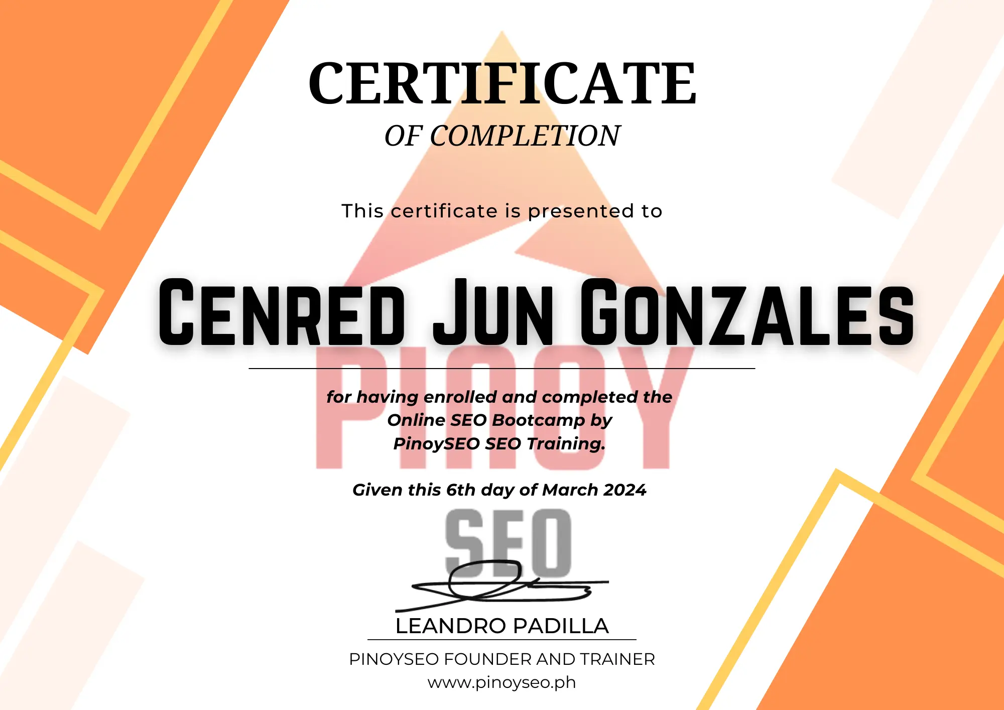 SEO expert Philippines by Cj Gonzales_PINOY SEO CERTIFICATION