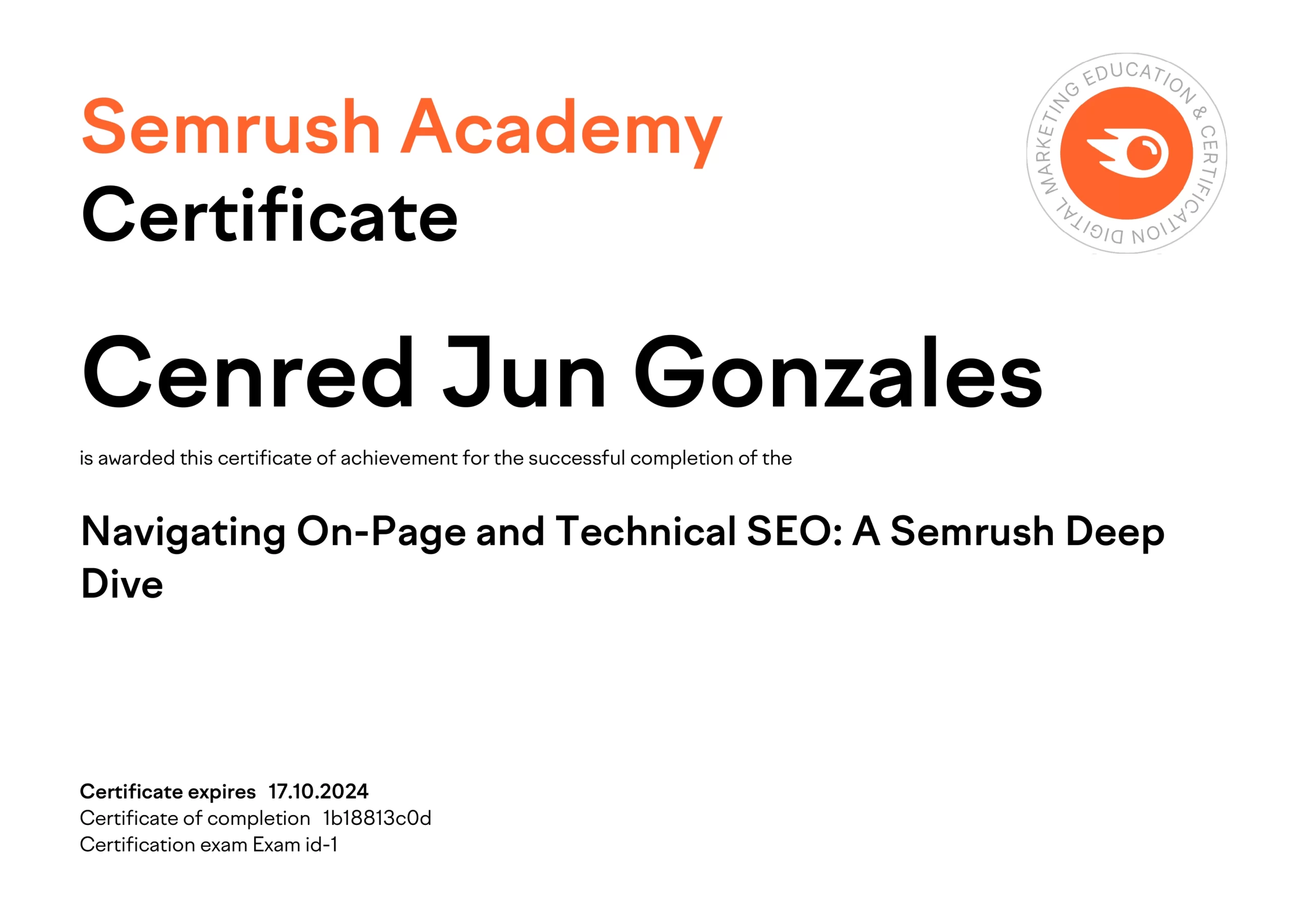 Semrush_Navigating On-Page and Technical SEO A Semrush Deep_SEO Expert Philippines by CJ Gonzales